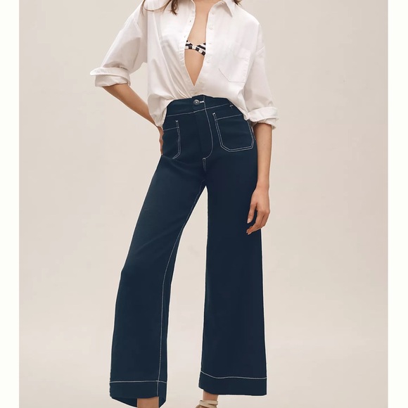 Mauve Denim - New - Anthropologie Mauve Blue Flare Wide Leg Jeans